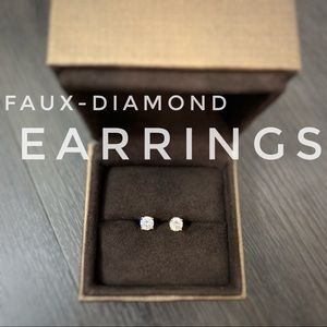 Fake Diamond Gold Stud Earrings